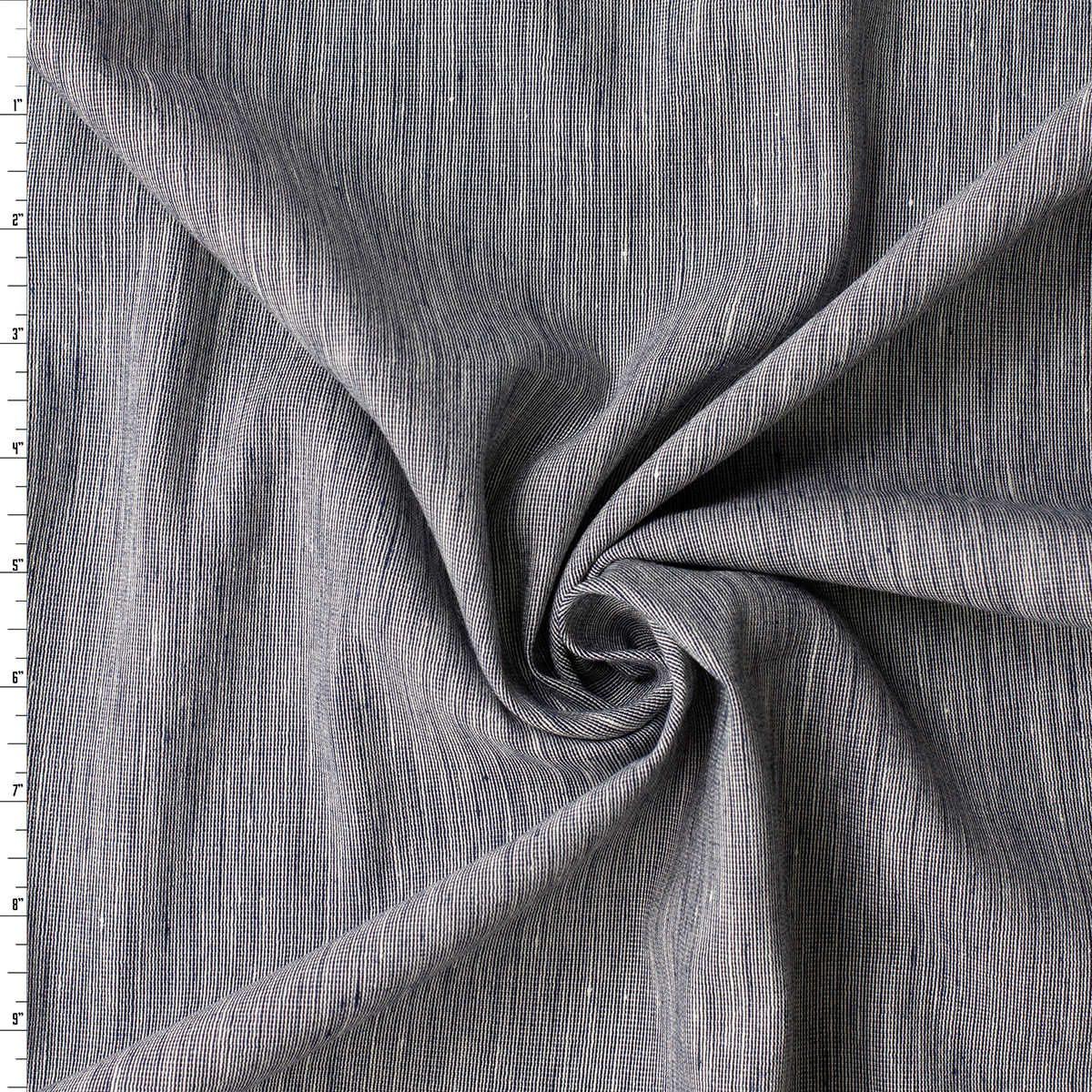 Navy and White Micro Horizontal Stripe Marabella Stretch Linen/Viscose #32479 Fabric By The Yard