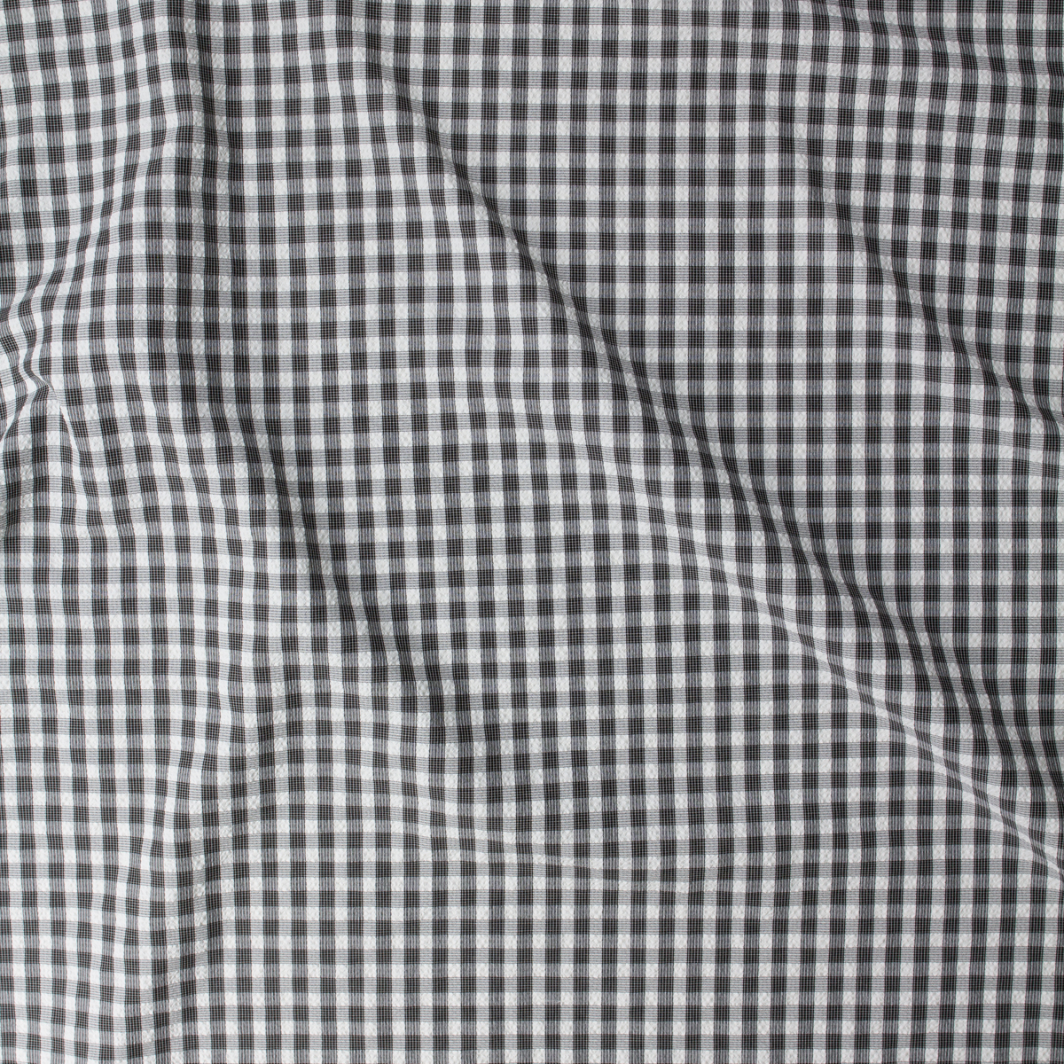 Black, Grey, and White Plaid Seersucker #32507 Fabric By The Yard - Wide shot