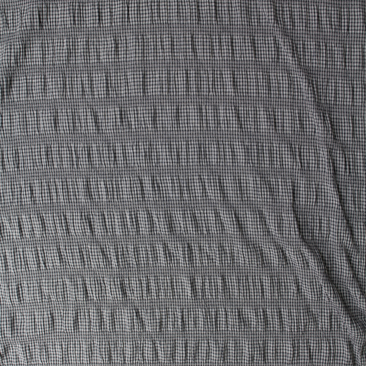Black and Charcoal Mini Check Gathered Stretch Seersucker #32510 Fabric By The Yard - Wide shot