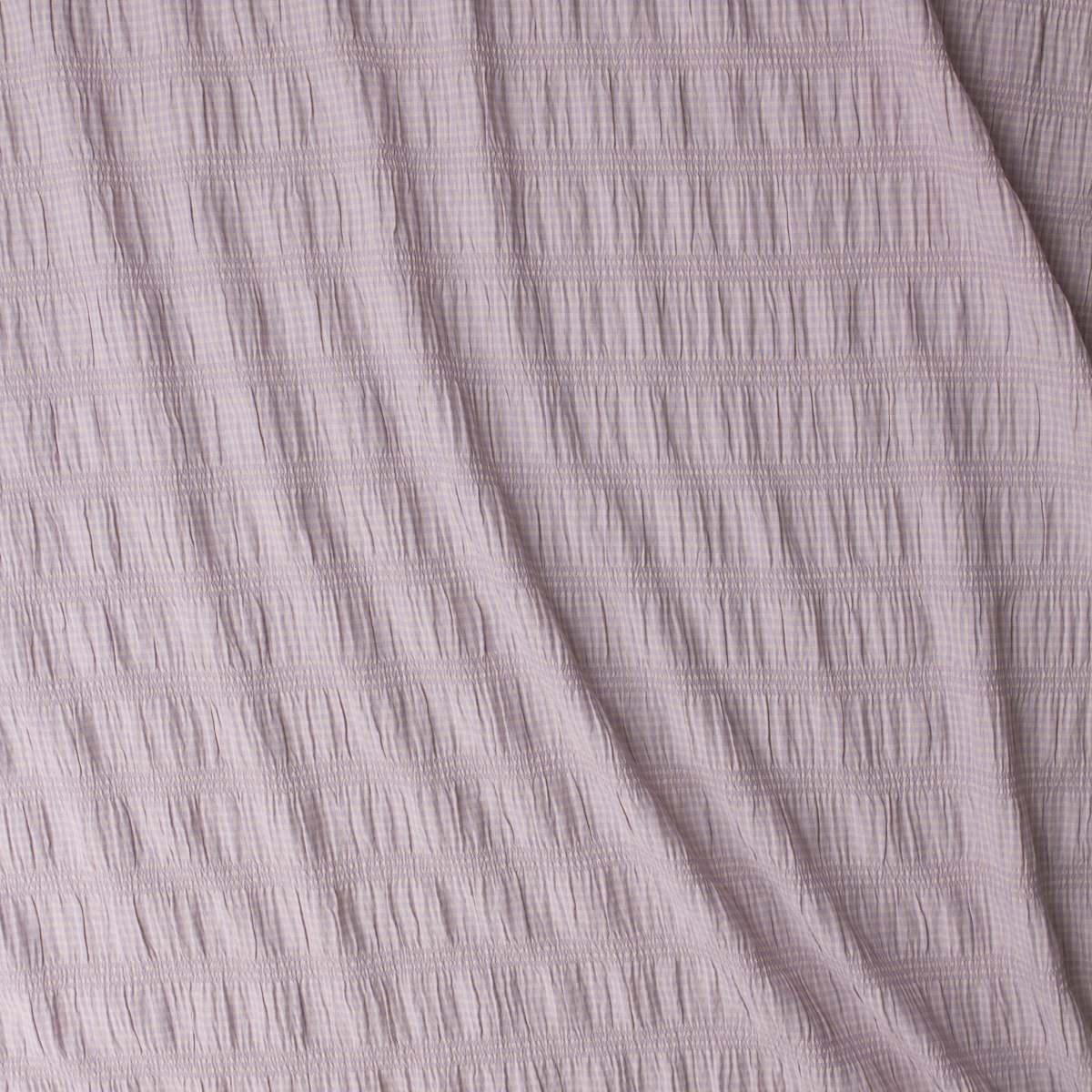 Lilac and Blush Mini Check Gathered Stretch Seersucker #32511 Fabric By The Yard - Wide shot
