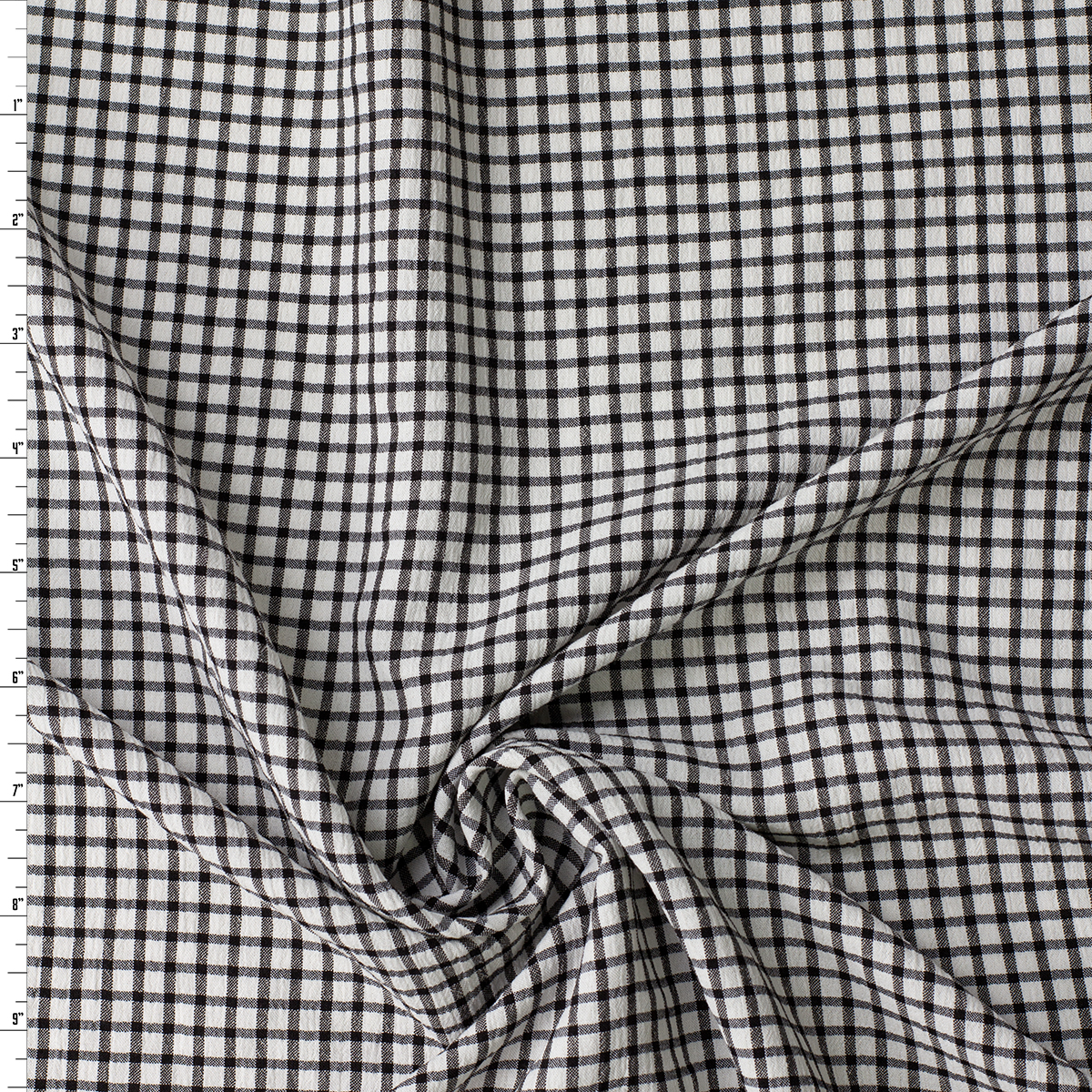 Black and White Grid Check Poly/Rayon Seersucker #32517 Fabric By The Yard