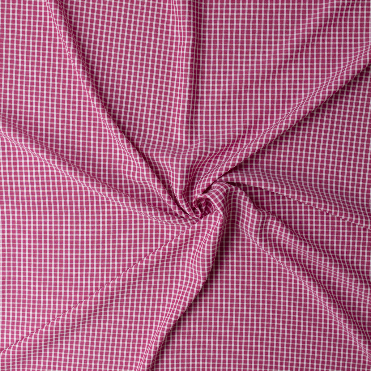 White and Hot Pink Grid Check Poly/Rayon Seersucker #32523 Fabric By The Yard - Wide shot