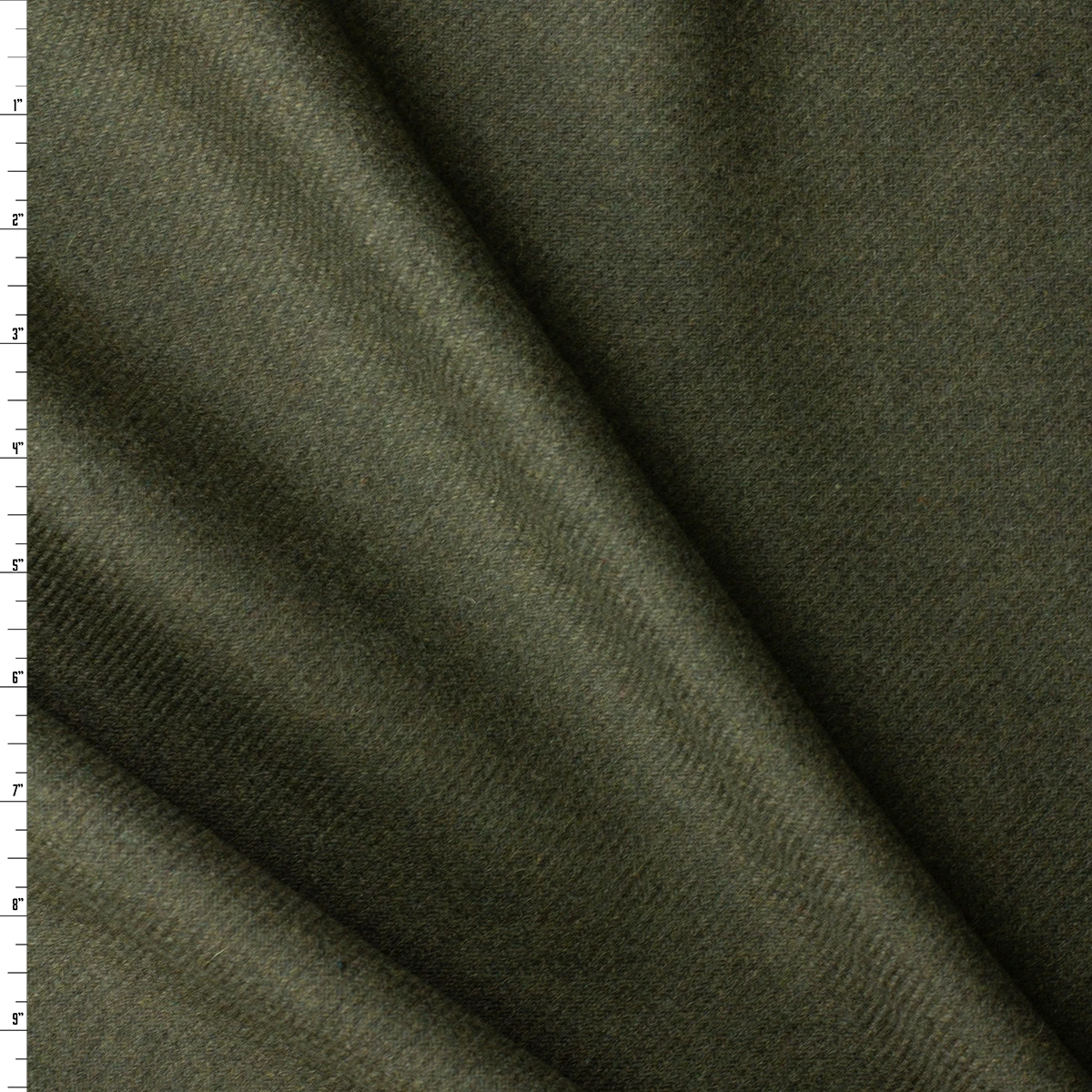 Deep Moss Twill Weave Brushed Wool Coating #32546 Fabric By The Yard