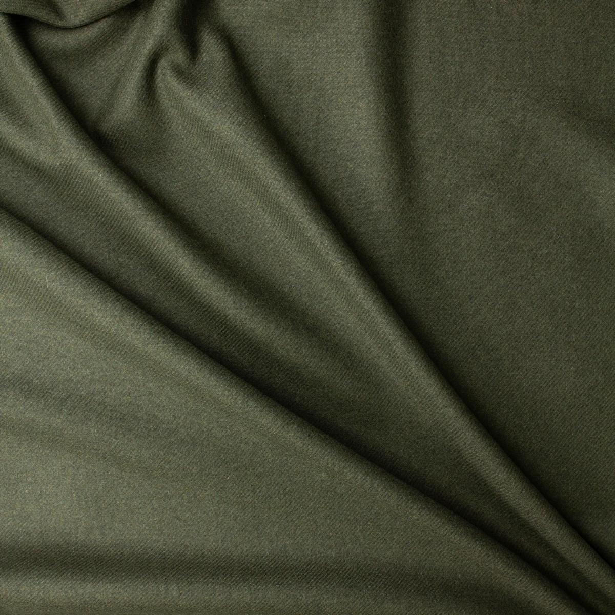Deep Moss Twill Weave Brushed Wool Coating #32546 Fabric By The Yard - Wide shot