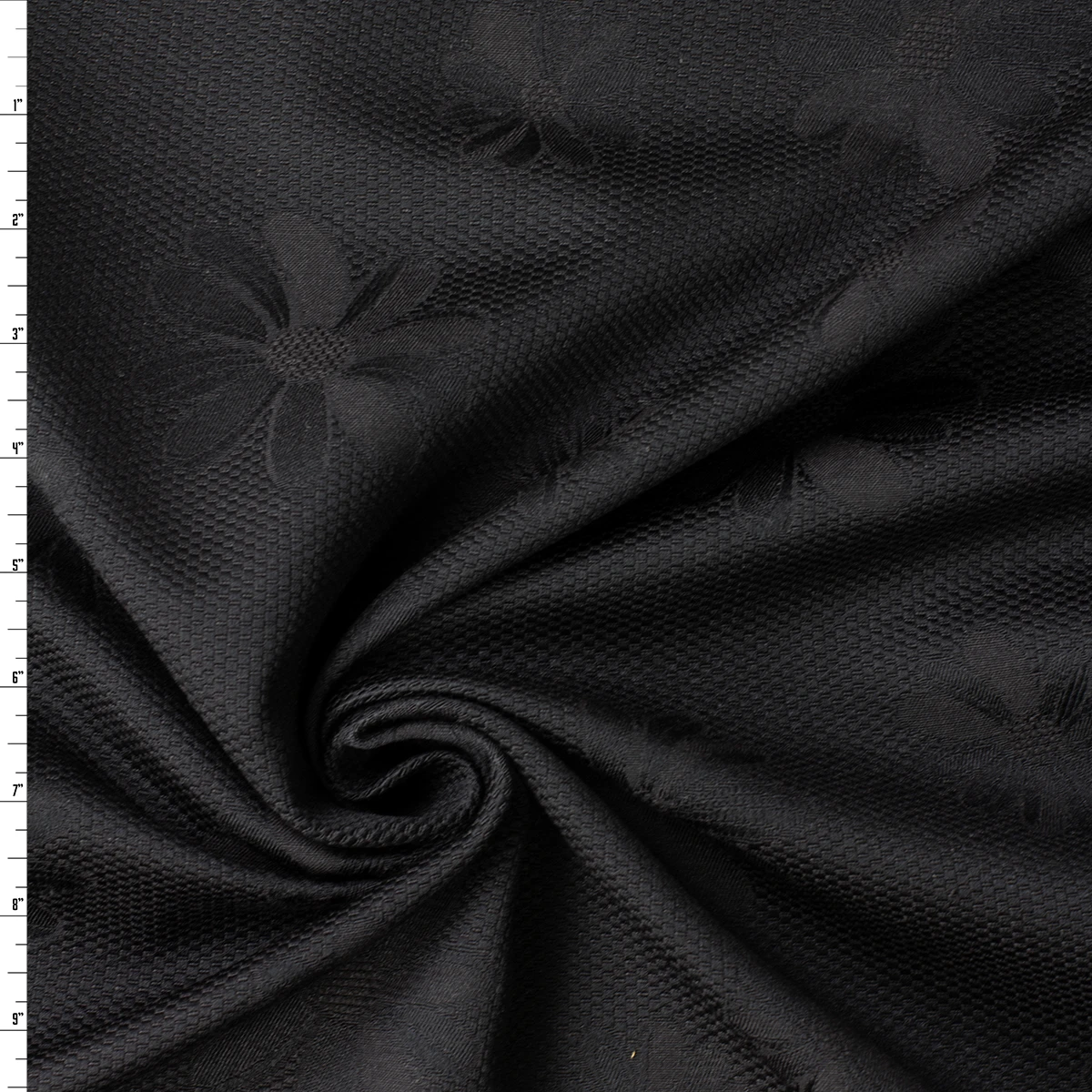 Black on Black Daisies Cotton Jaquard #32556 Fabric By The Yard