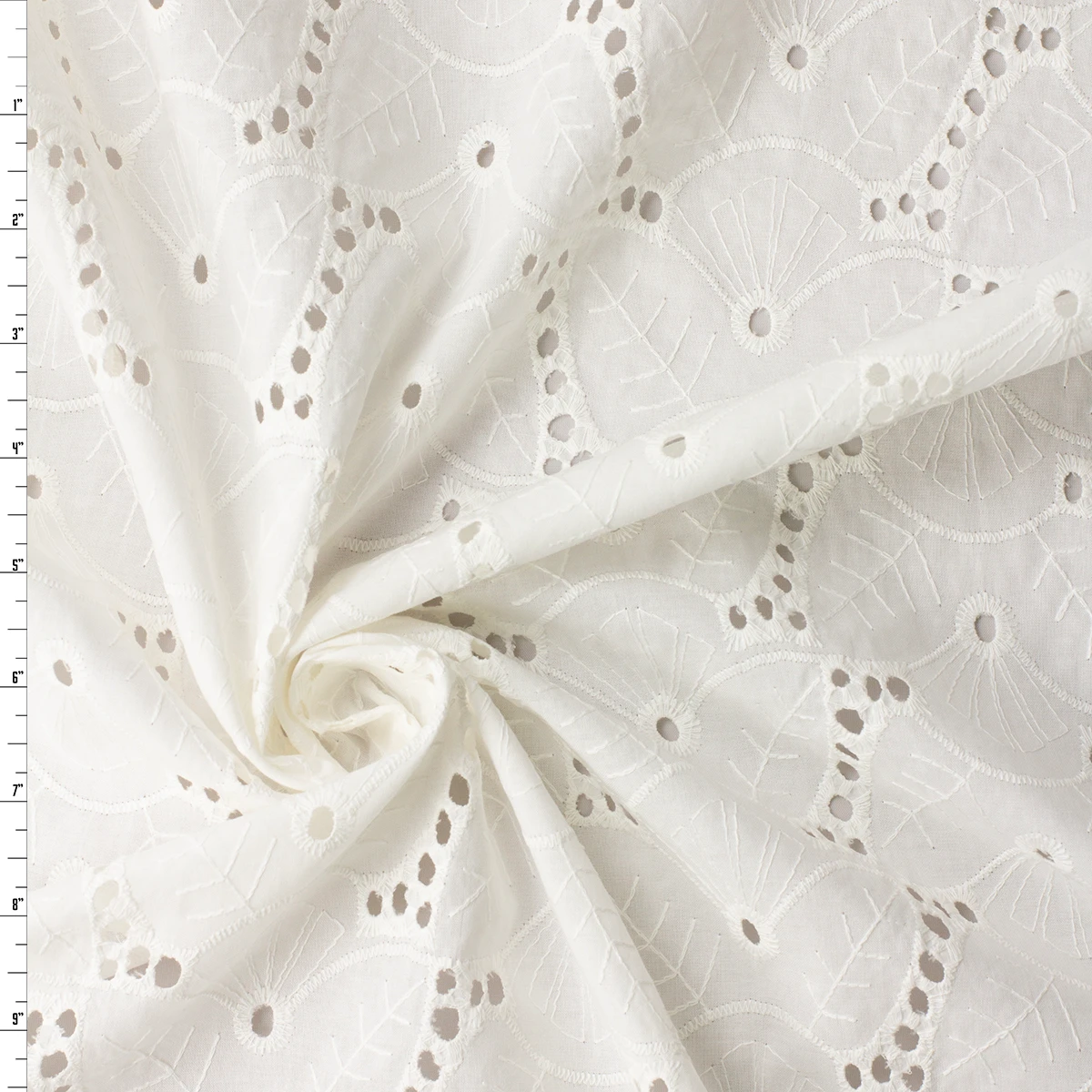 Layered Floral Eyelet Italian Embroidered Cotton Lawn #32585 Fabric By The Yard
