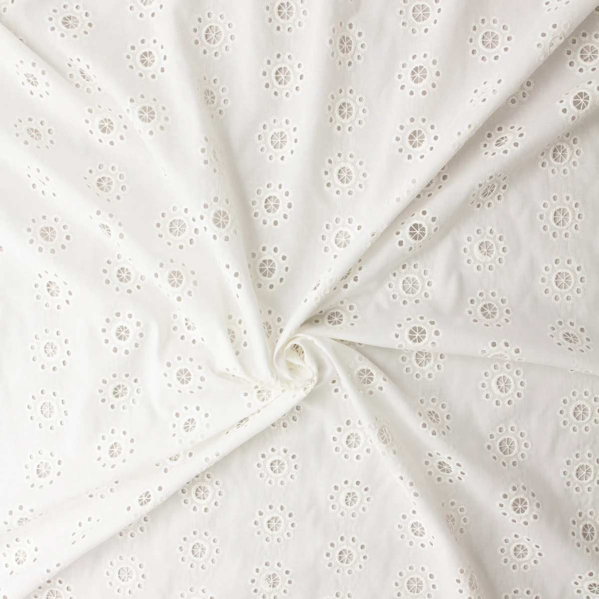 Eyelet Medallions Italian Embroidered Cotton Lawn #32586 Fabric By The Yard - Wide shot