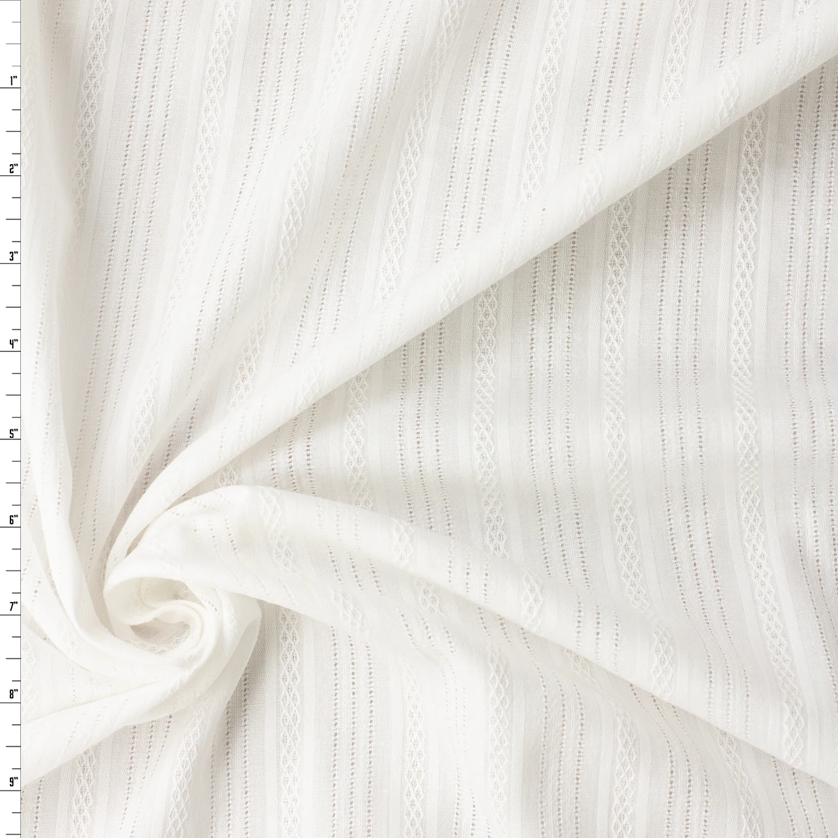White Italian Dobby Stripe Cotton Lawn #32594 Fabric By The Yard