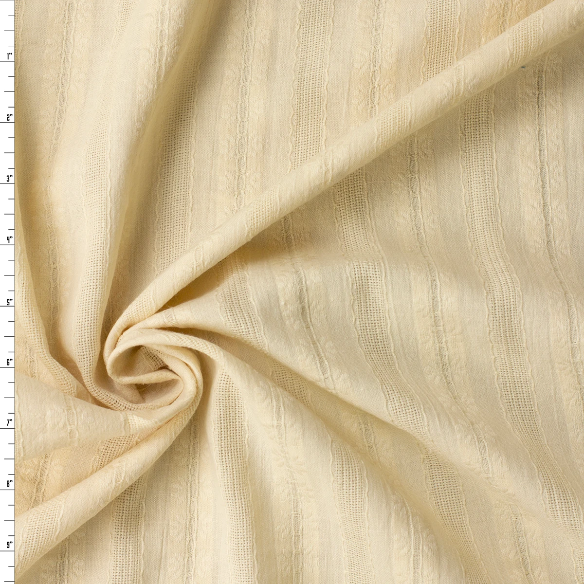 Light Tan Italian Dobby Stripe Cotton Lawn #32596 Fabric By The Yard