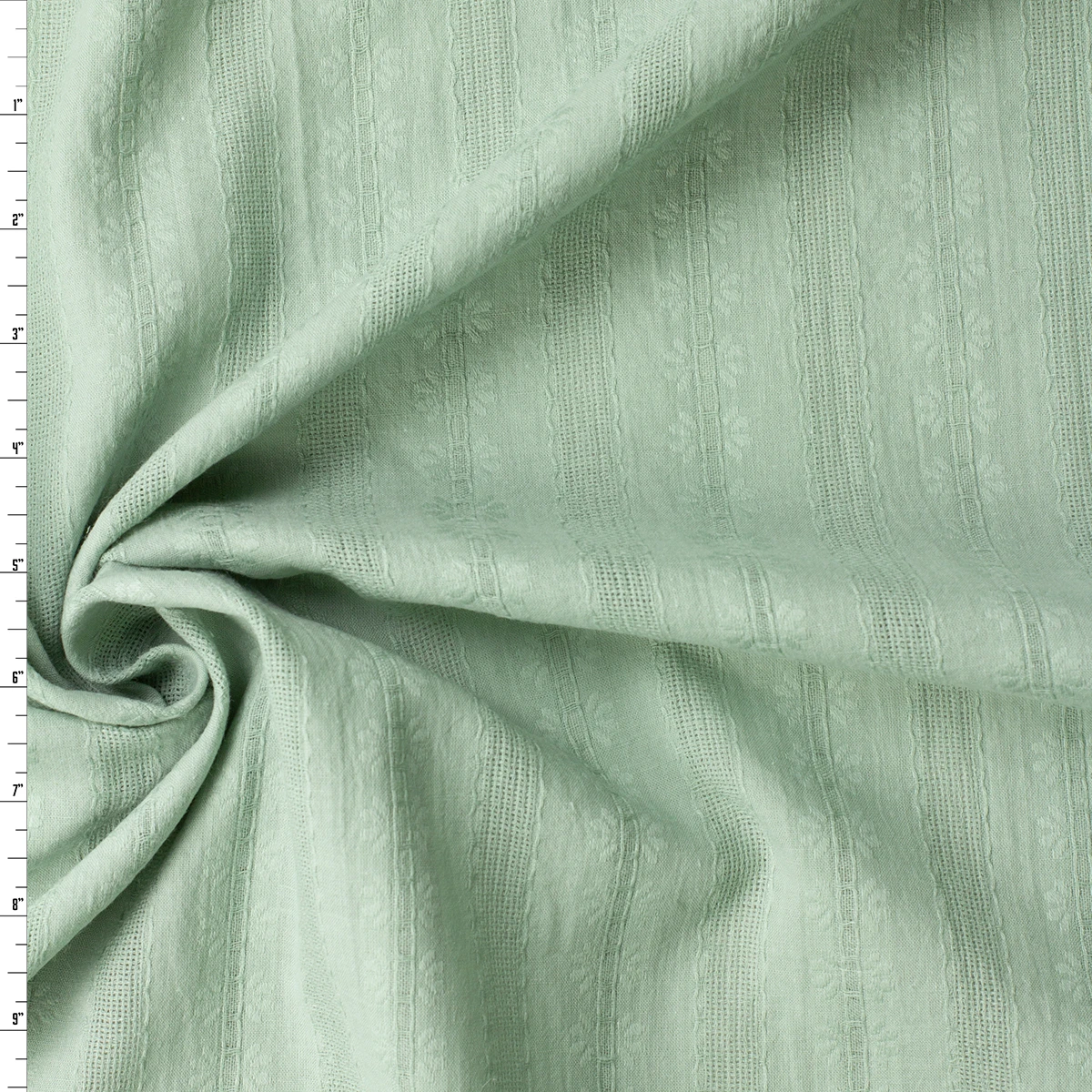 Sage Green Italian Dobby Stripe Cotton Lawn #32599 Fabric By The Yard