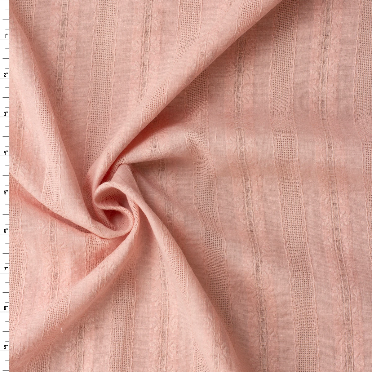 Light Rose Italian Dobby Stripe Cotton Lawn #32600 Fabric By The Yard