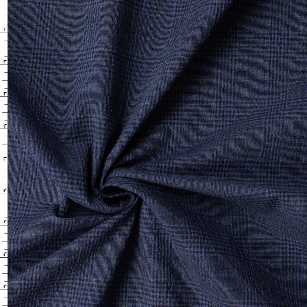 Navy Glen Plaid Italian Low Ripple Cotton Seersucker #32605 Fabric By The Yard