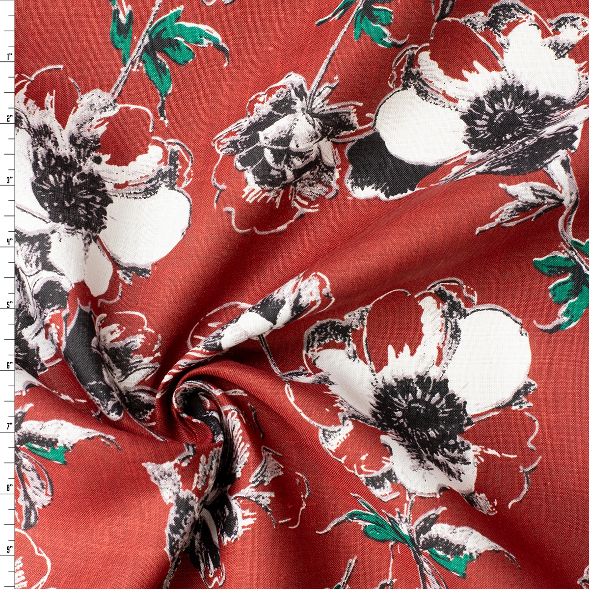 Scarlet Botanica Japanese Linen #32627 Fabric By The Yard