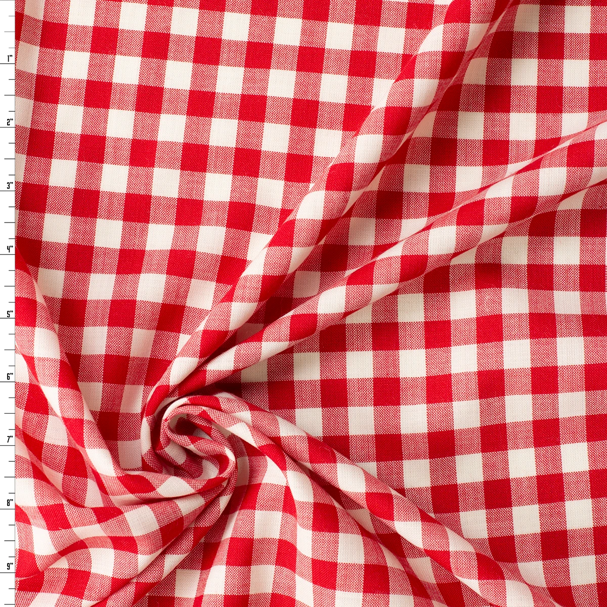 Red and White Gingham Italian Linen/Cotton #32633 Fabric By The Yard