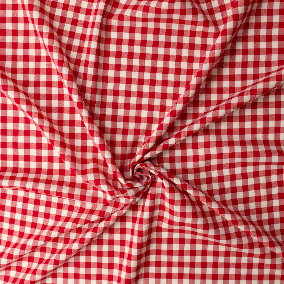 Red and White Gingham Italian Linen/Cotton #32633 Fabric By The Yard - Wide shot