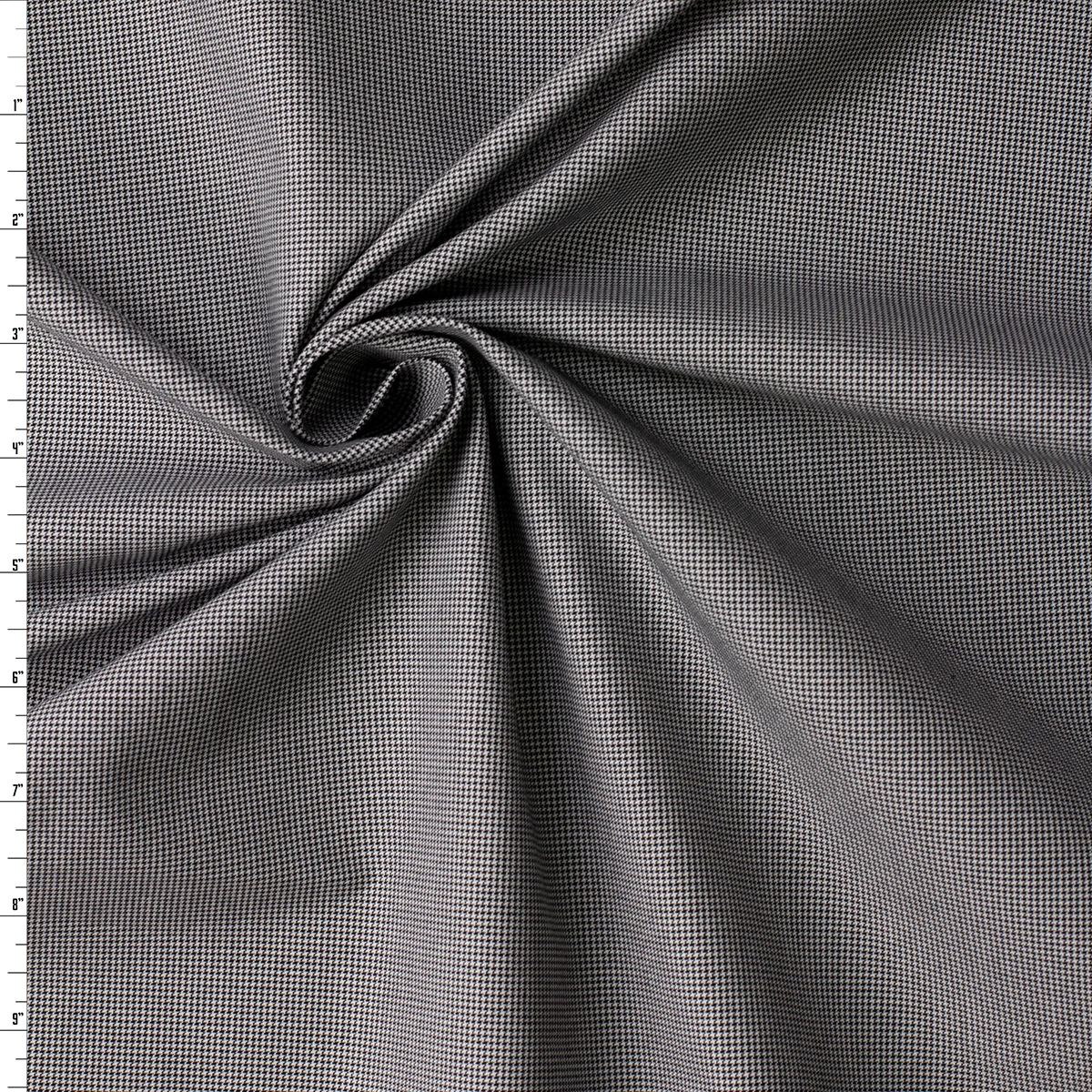 Black and White Micro Houndstooth Heavyweight Italian Cotton Poplin #32648 Fabric By The Yard
