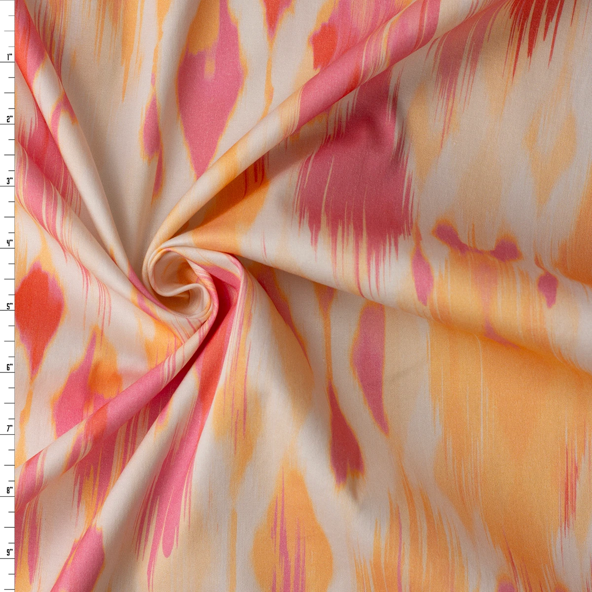 Sherbet Layered Ikat on Warm White Italian Stretch Cotton Sateen #32652 Fabric By The Yard