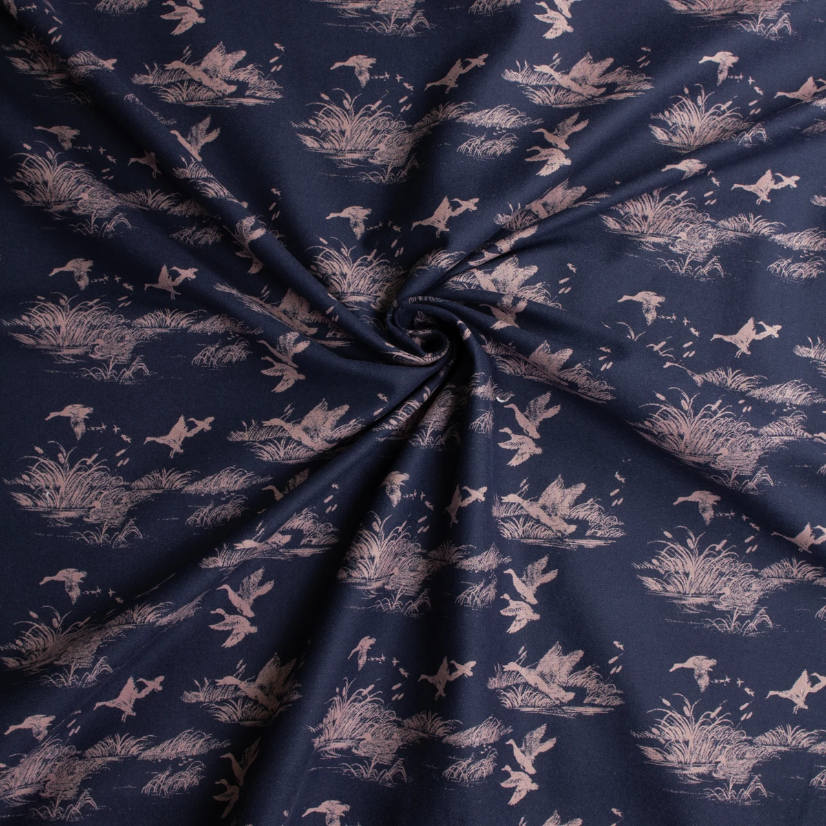 Sundown Duck Marshes on Midnight Heavyweight Italian Cotton Flannel #32671 Fabric By The Yard - Wide shot