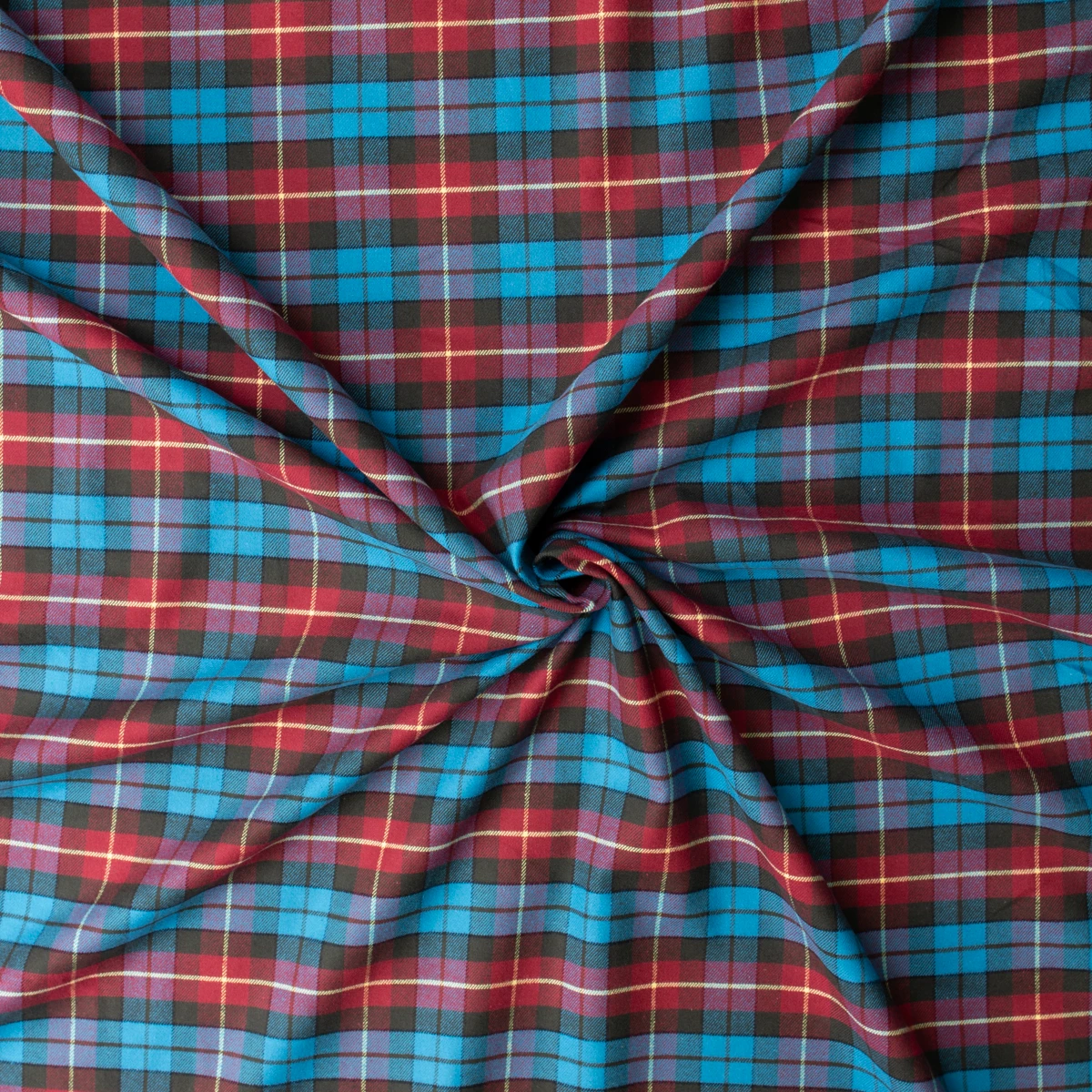 Red and Blue Plaid  Italian Cotton Flannel #32679 Fabric By The Yard - Wide shot