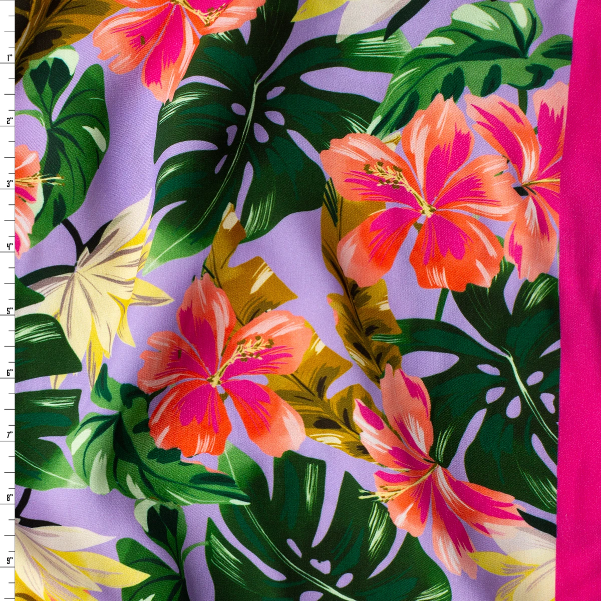 Bohemian Garden Border Print Italian Crepe Textured Viscose #32731 Fabric By The Yard