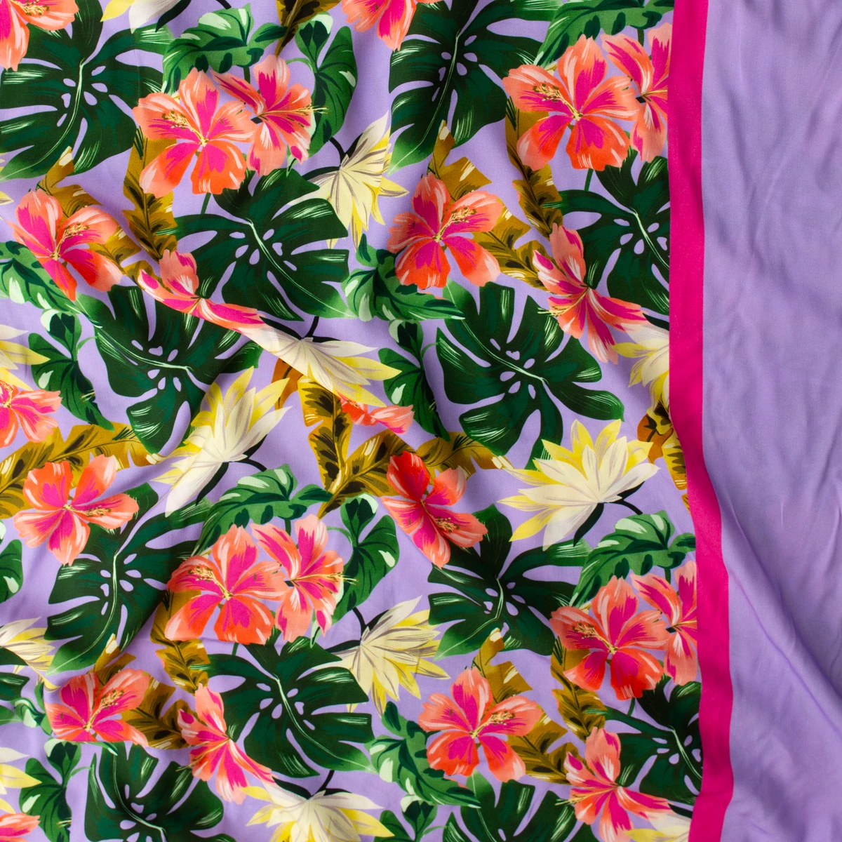 Bohemian Garden Border Print Italian Crepe Textured Viscose #32731 Fabric By The Yard - Wide shot