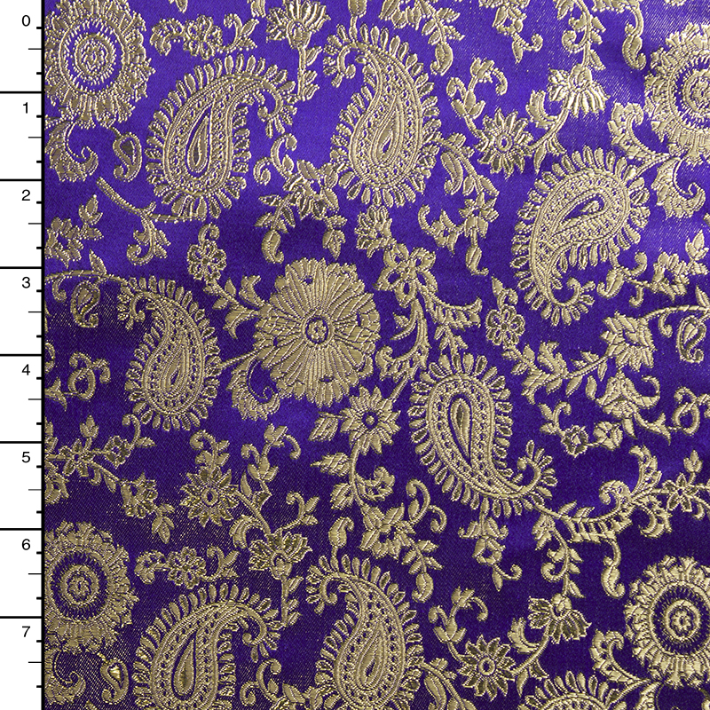 Purple and Gold Paisley Designer Brocade