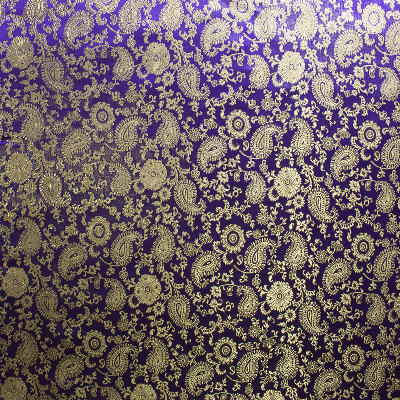Purple and Gold Paisley Designer Brocade