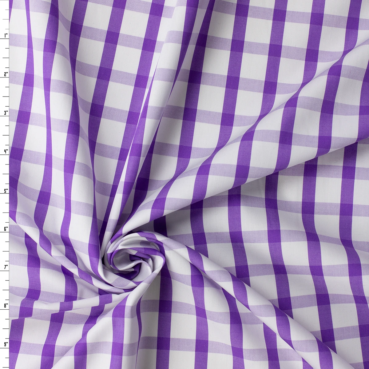 Purple and White Plaid Designer Cotton Shirting #32752 Fabric By The Yard