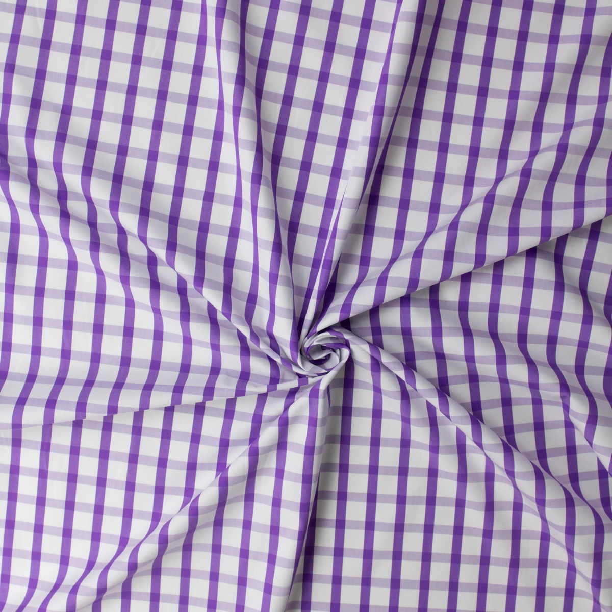 Purple and White Plaid Designer Cotton Shirting #32752 Fabric By The Yard - Wide shot
