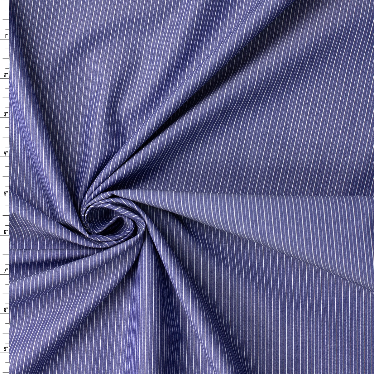 White Pinstripe on Indigo Chambray Japanese Cotton Shirting #32761 Fabric By The Yard