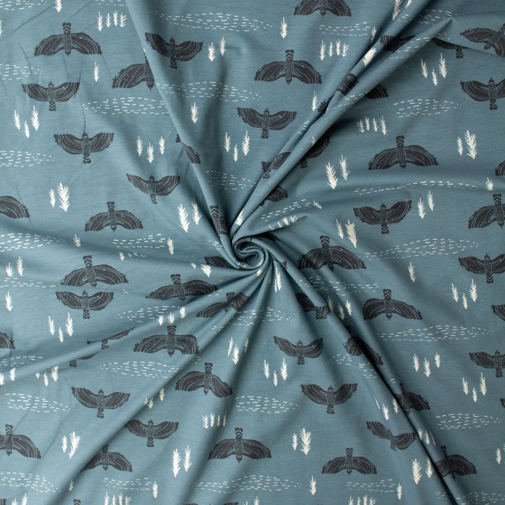 Wind Observer Slate Stretch Cotton Jersey Knit from Art Gallery Fabrics #32894 Fabric By The Yard - Wide shot