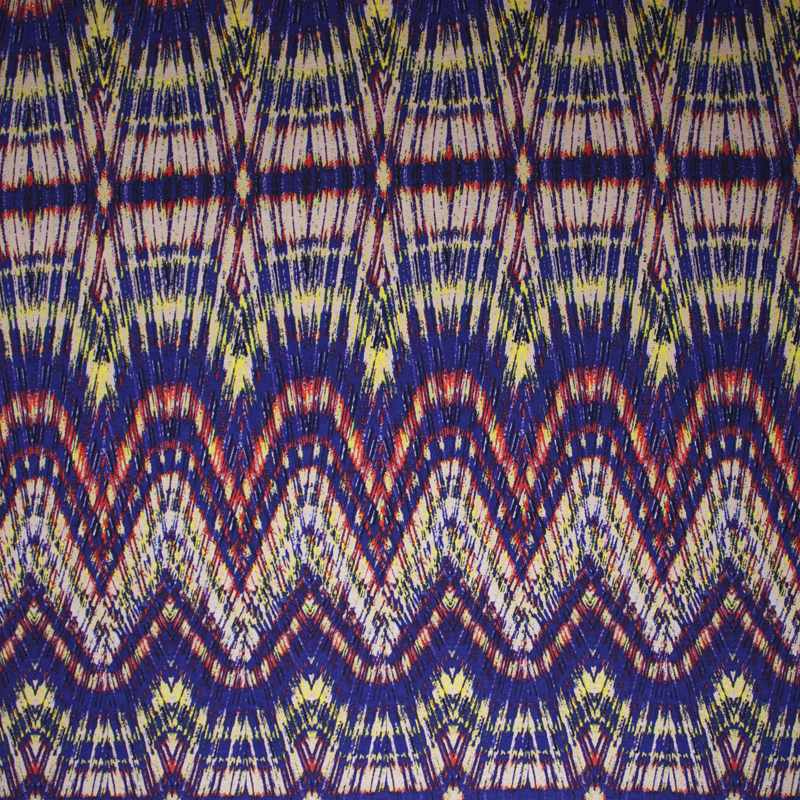Red, Purple, and Yellow Tribal Kaleidoscope Stretch Jersey Knit Print