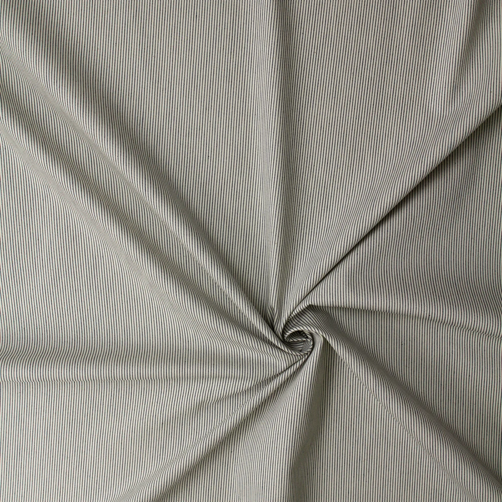Indigo on Ivory Vertical Railroad Stripe 7.5oz. Stretch Denim #32937 Fabric By The Yard - Wide shot
