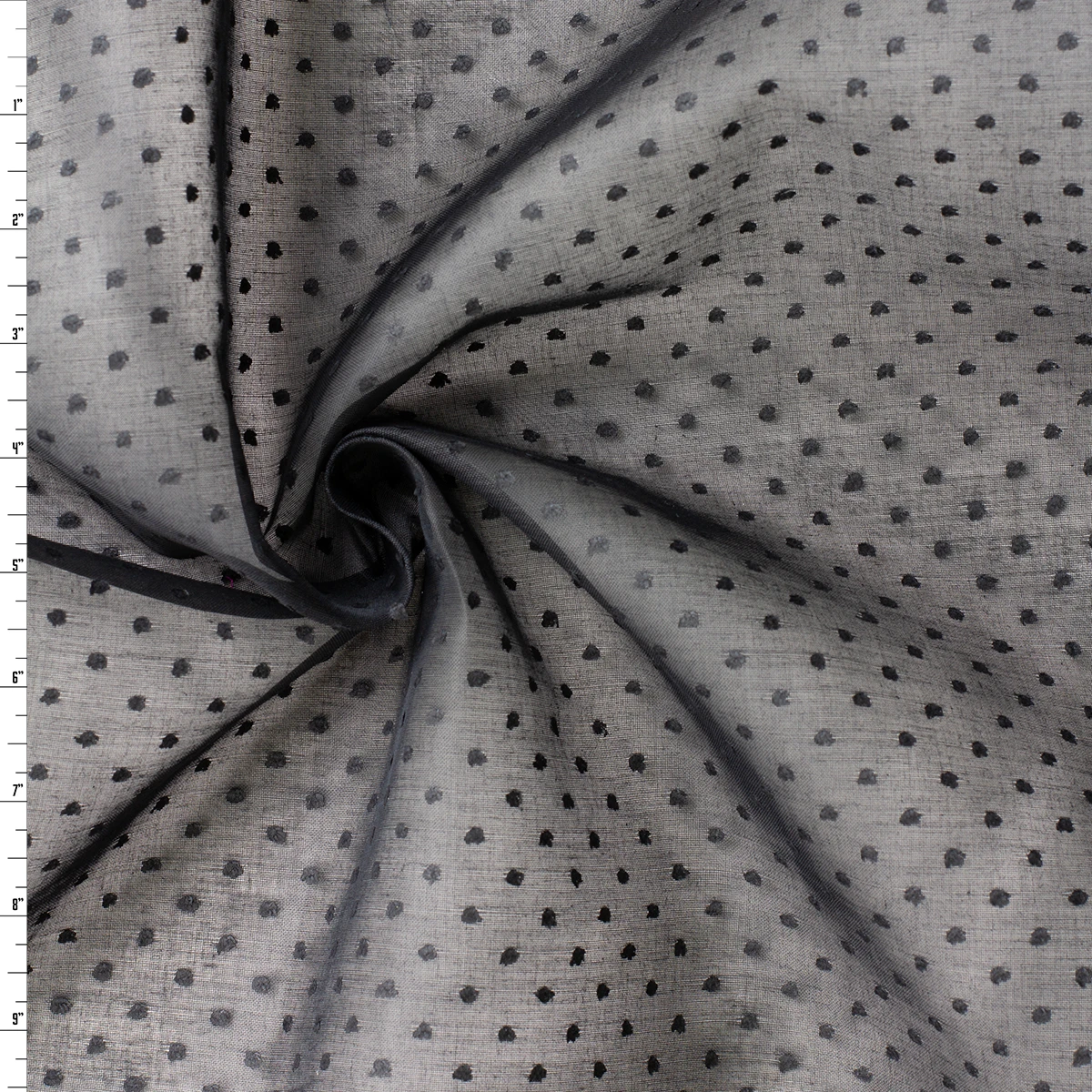 Black on Black Clip Dot Cotton Organdy #32964 Fabric By The Yard