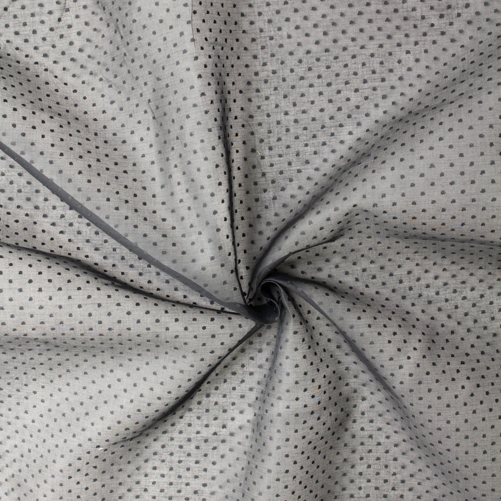 Black on Black Clip Dot Cotton Organdy #32964 Fabric By The Yard - Wide shot
