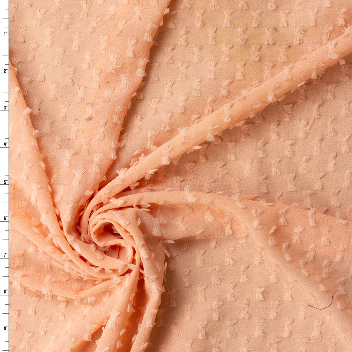 Peach on Peach Thready Clip Dot Poly Organza #32966 Fabric By The Yard