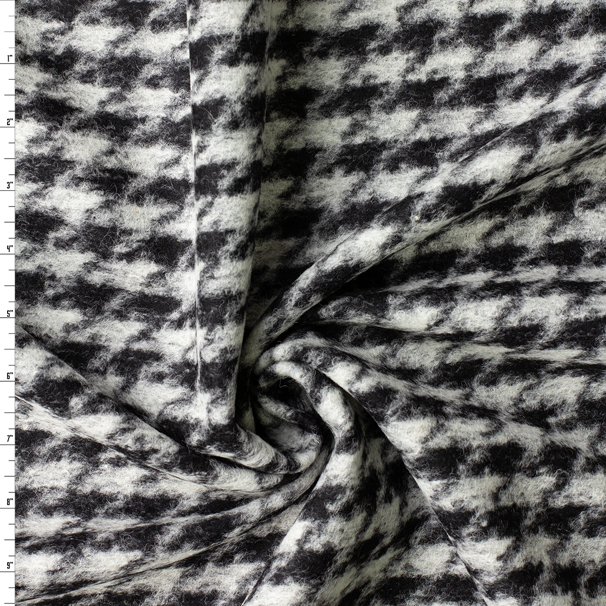 Grey and Black Oversized Houndstooth Boiled Wool  #32976 Fabric By The Yard