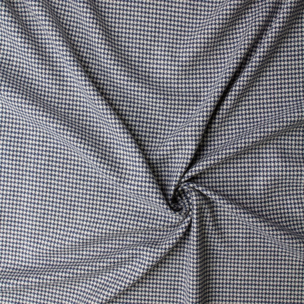 Blue and Offwhite Houndstooth Wool Tweed #32978 Fabric By The Yard - Wide shot