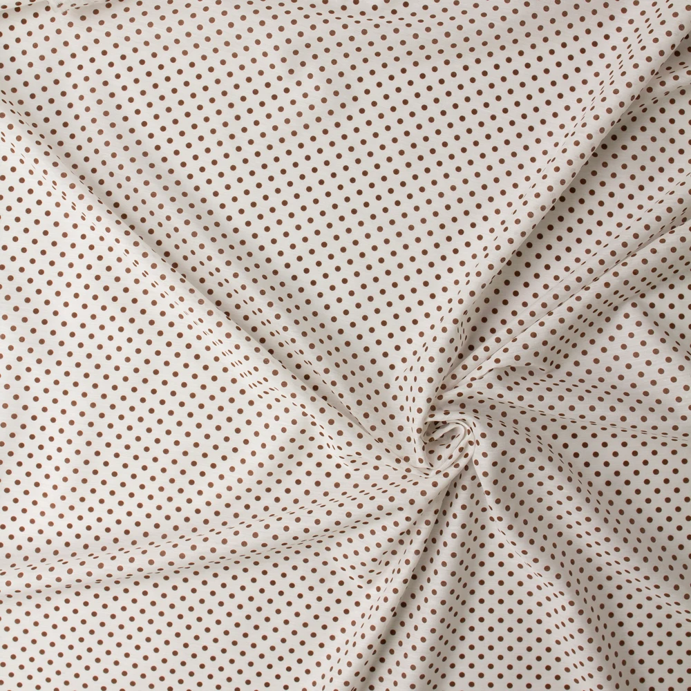 Brown on Offwhite Polka Dots 1oz. Cotton Lawn #32984 Fabric By The Yard - Wide shot