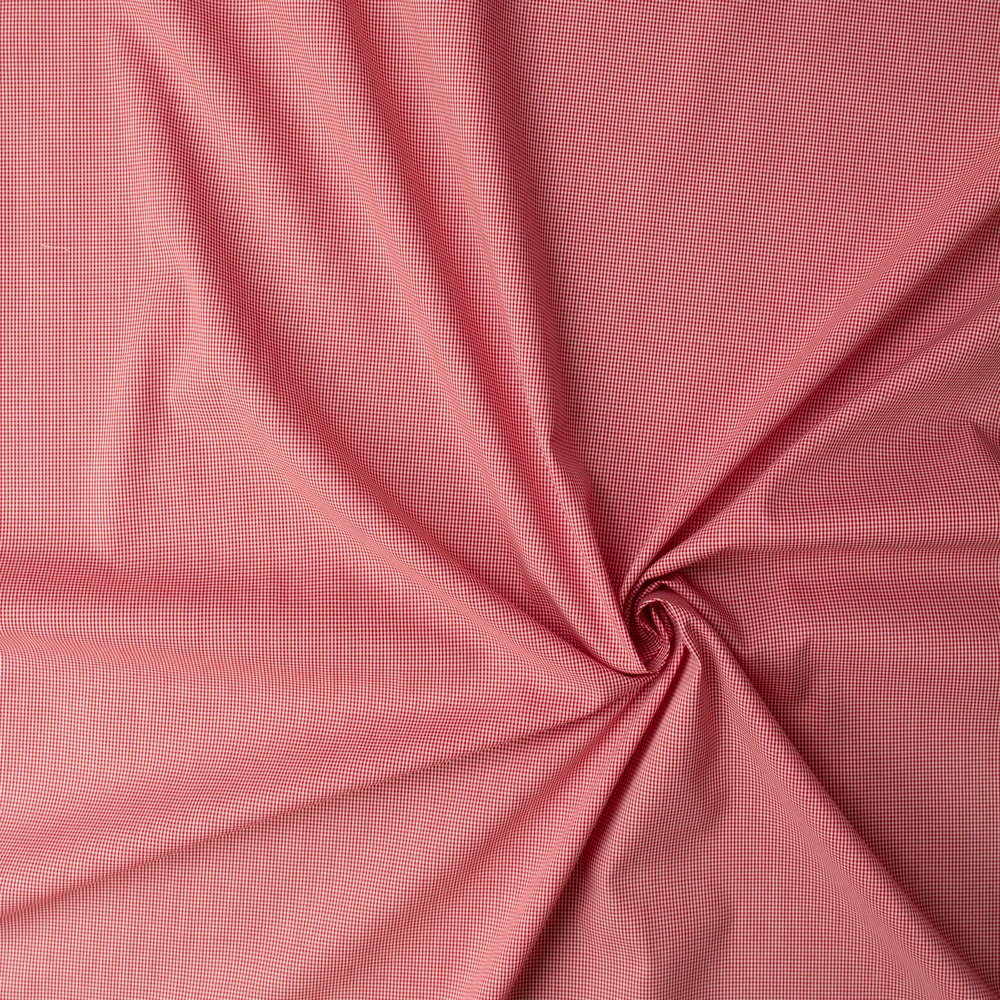 Red and White Micro Gingham Cotton Poplin #32990 Fabric By The Yard - Wide shot