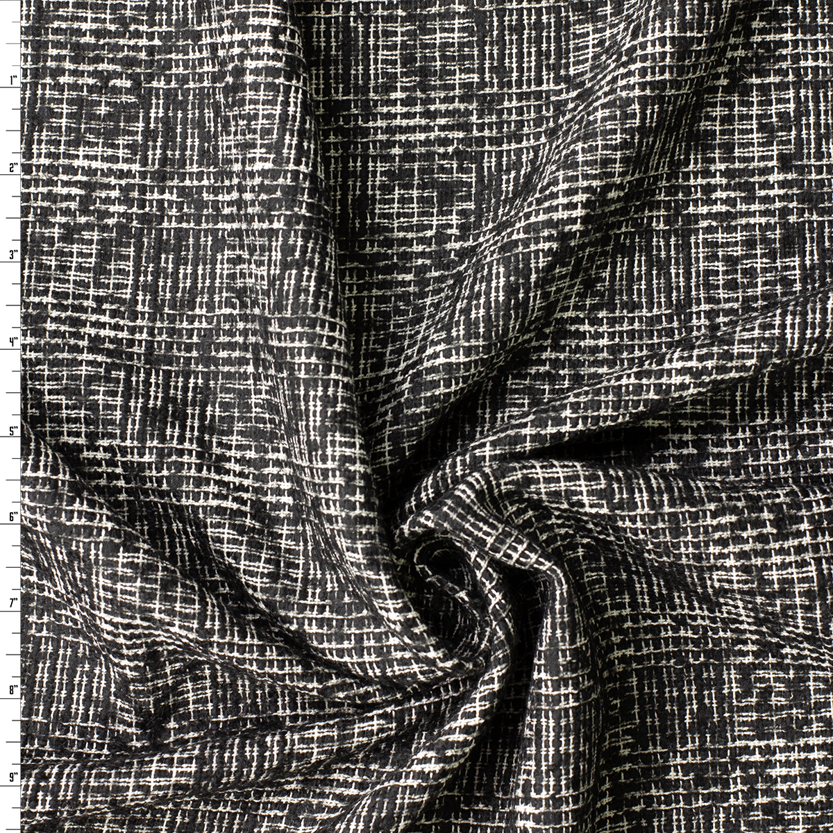 Black and White 6.1oz. Brushed Slub Viscose/Wool Tweed #32993 Fabric By The Yard