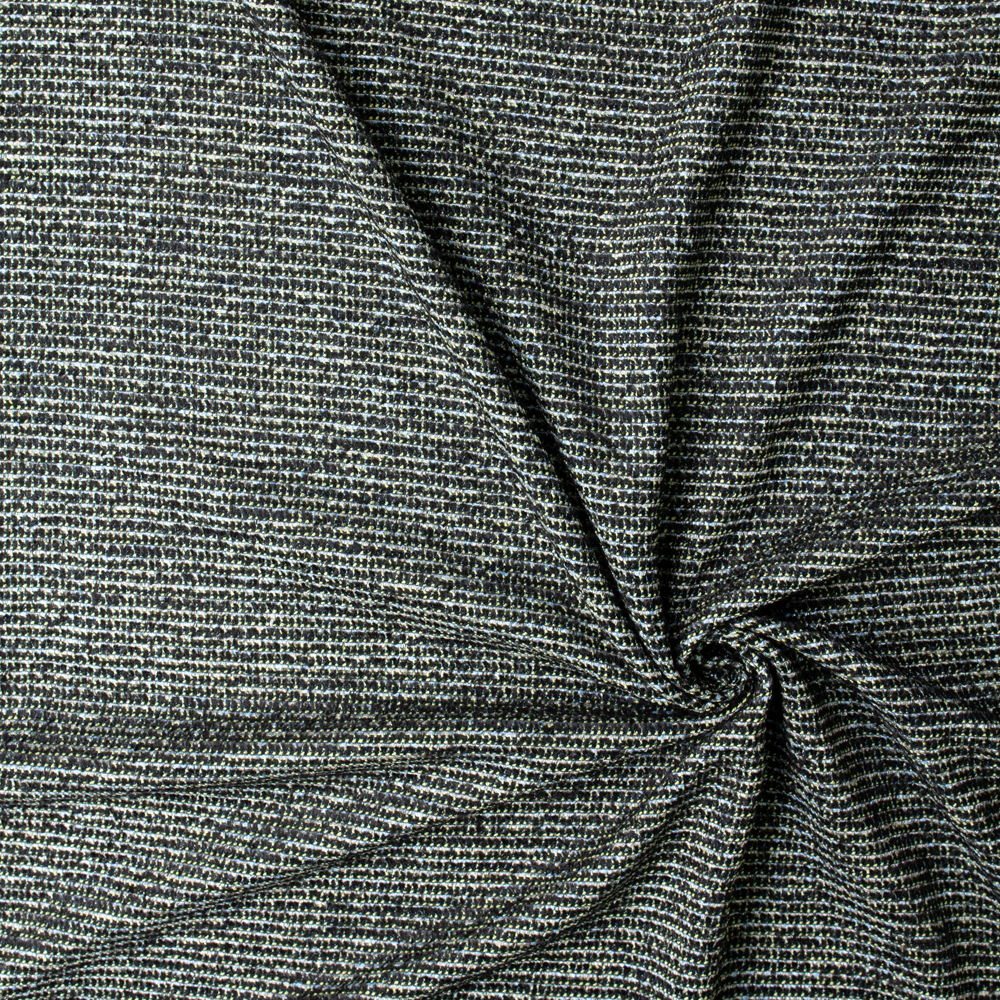 Black, Aqua, and Yellow 9.3oz. Wool Tweed #32994 Fabric By The Yard - Wide shot