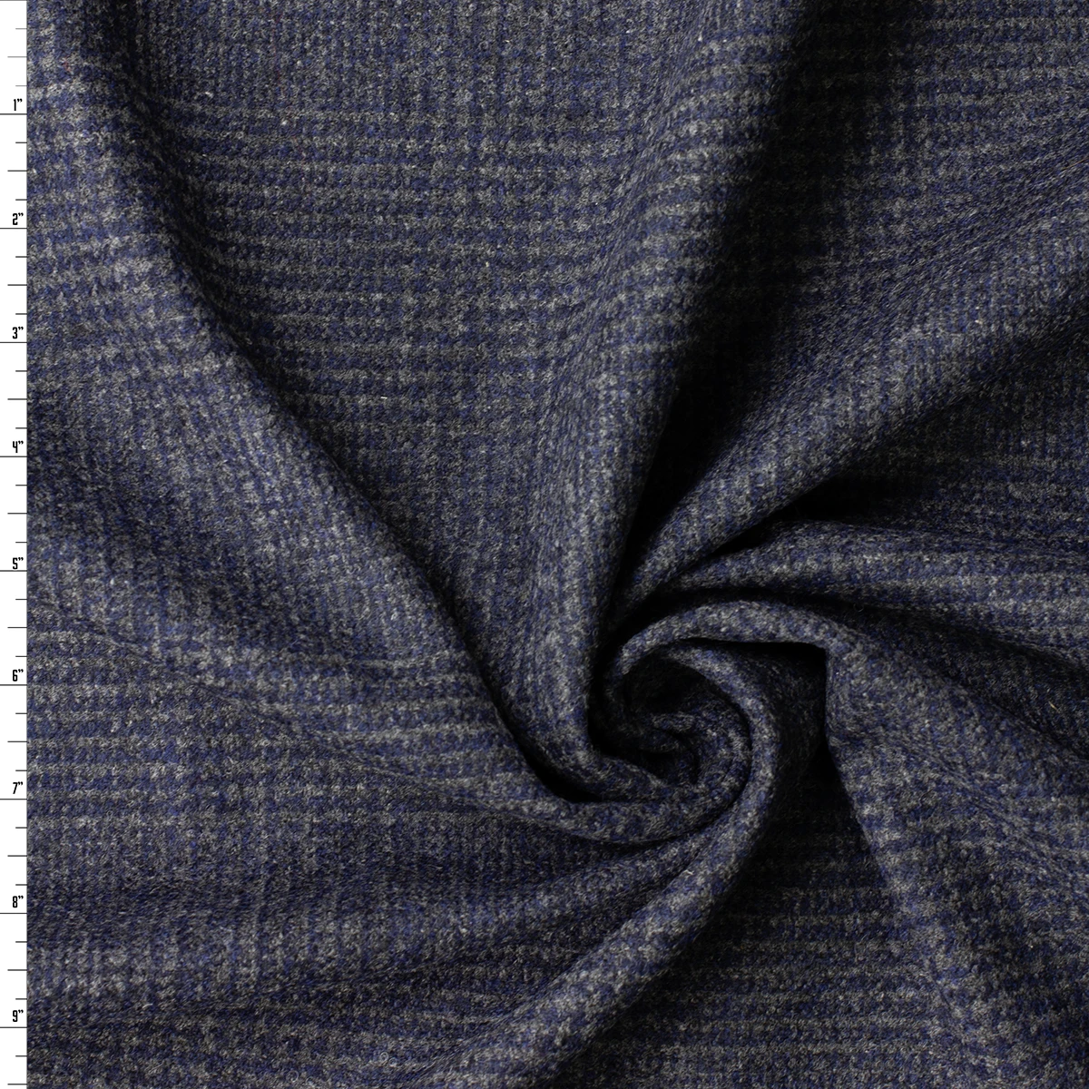 Navy and Charcoal Glen Plaid Wool Coating #33038 Fabric By The Yard