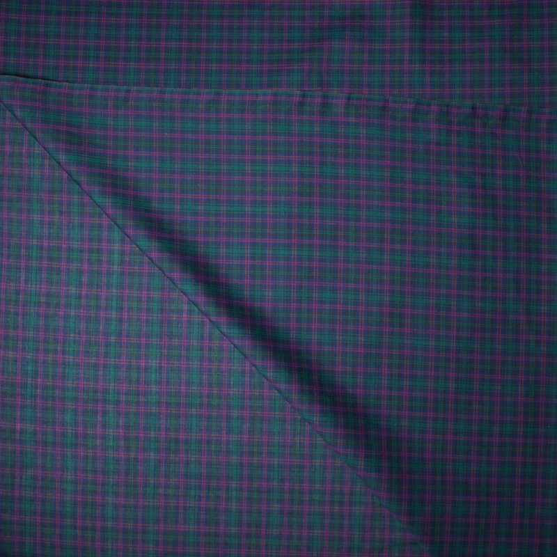 Navy, Green, and Red Tartan Plaid Poly/Cotton Shirting