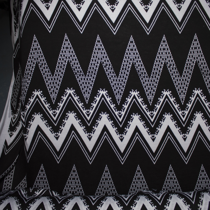 Black and White Patterned Chevron Stretch Rayon Jersey Knit
