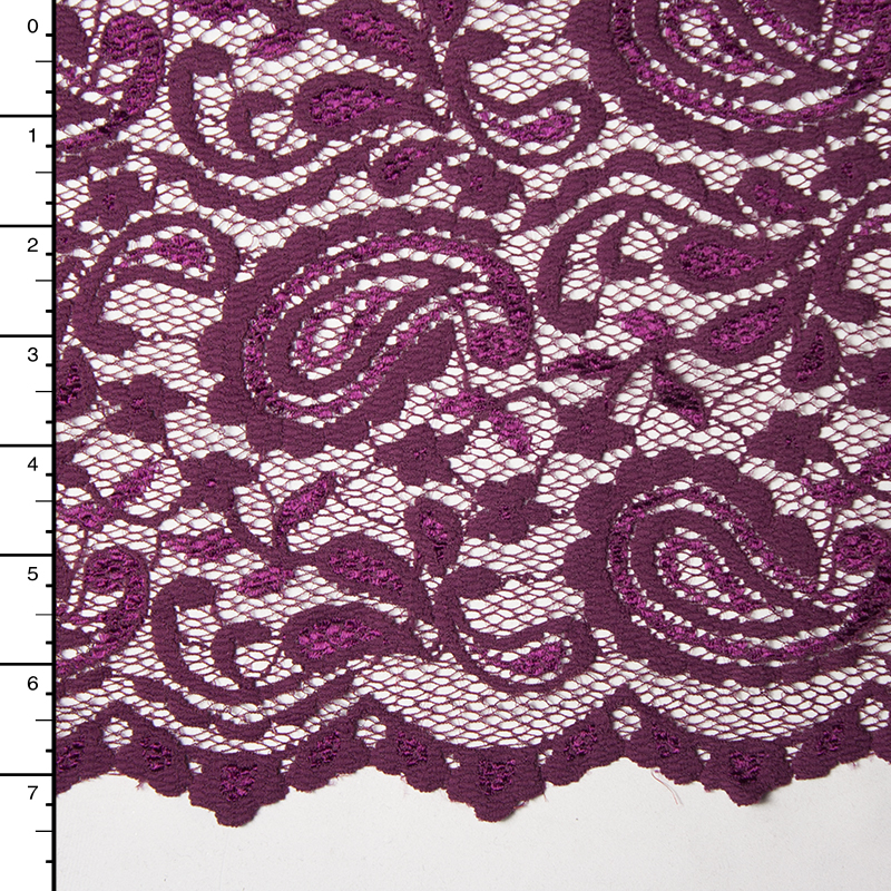 Rich Plum Paisley Floral Stretch Lace