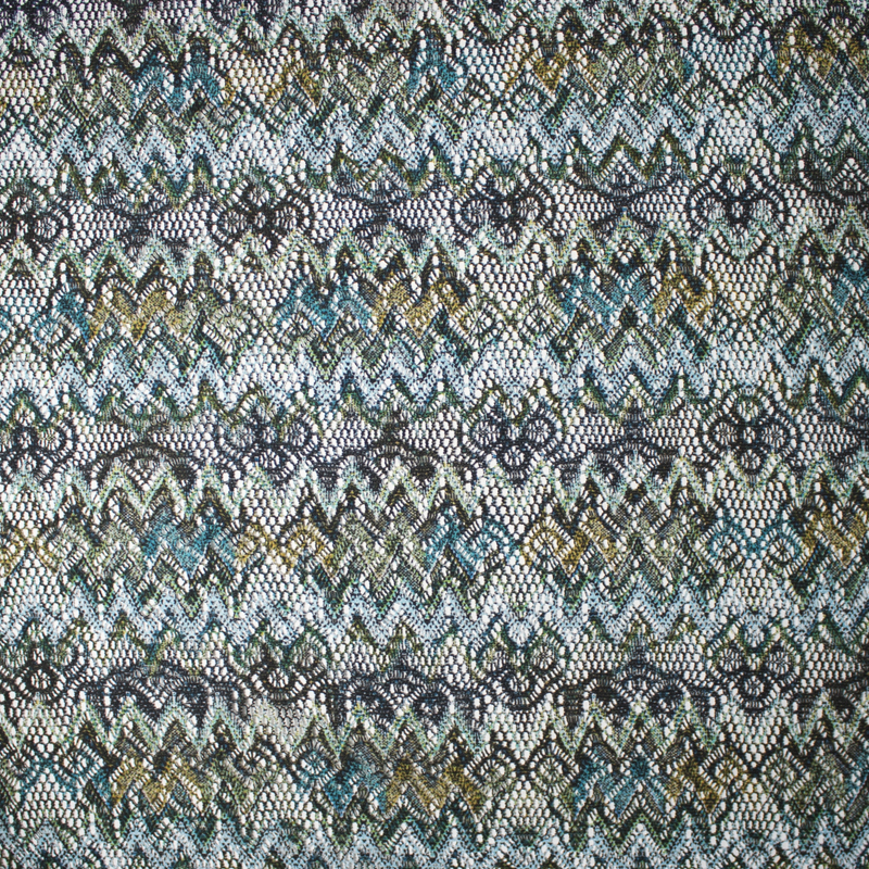 Earth Green Chevron Print Floral Lightweight Crochet Lace