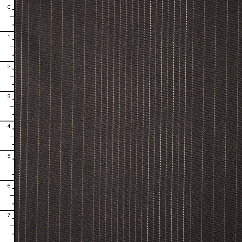 Brown Pinstripe Stretch Wool Blend