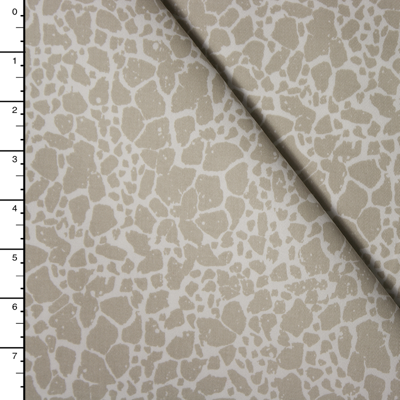 Light Tan and Offwhite Cracked Pattern Midweight Stretch Twill