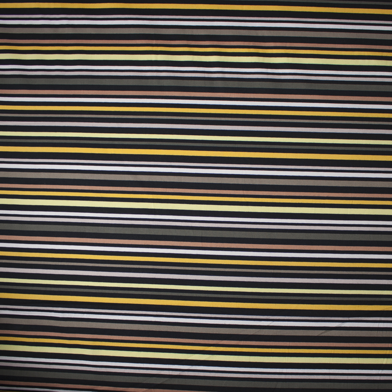 Yellow, Grey, Tan, and Black Stripe Stretch Midweight Poplin